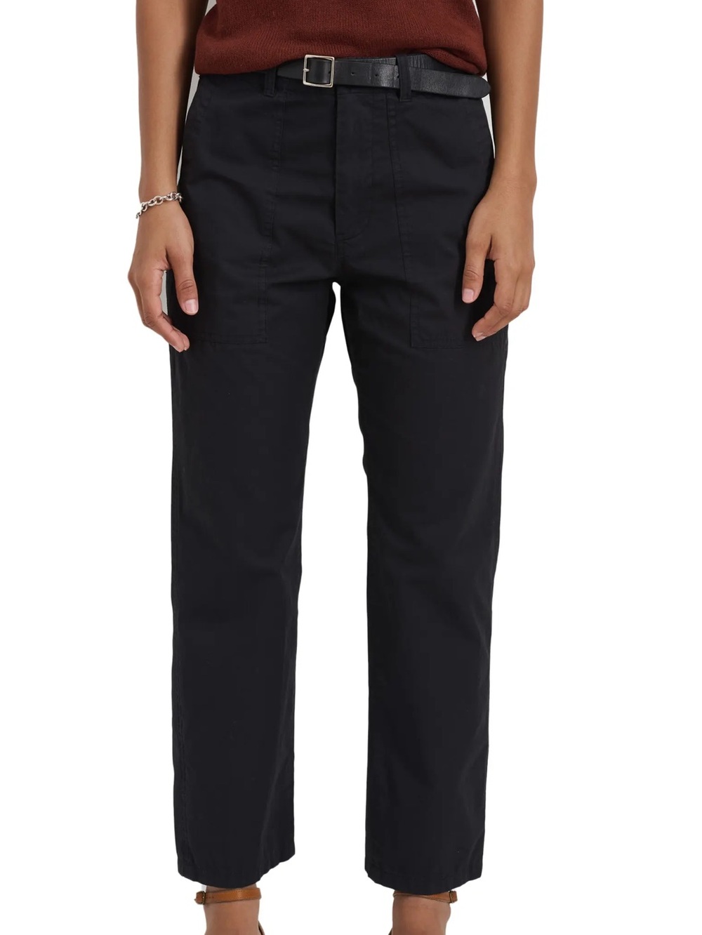 Alex Mill Neil Utility Straight Leg Linen-Blend Pant new with tags size 10 black